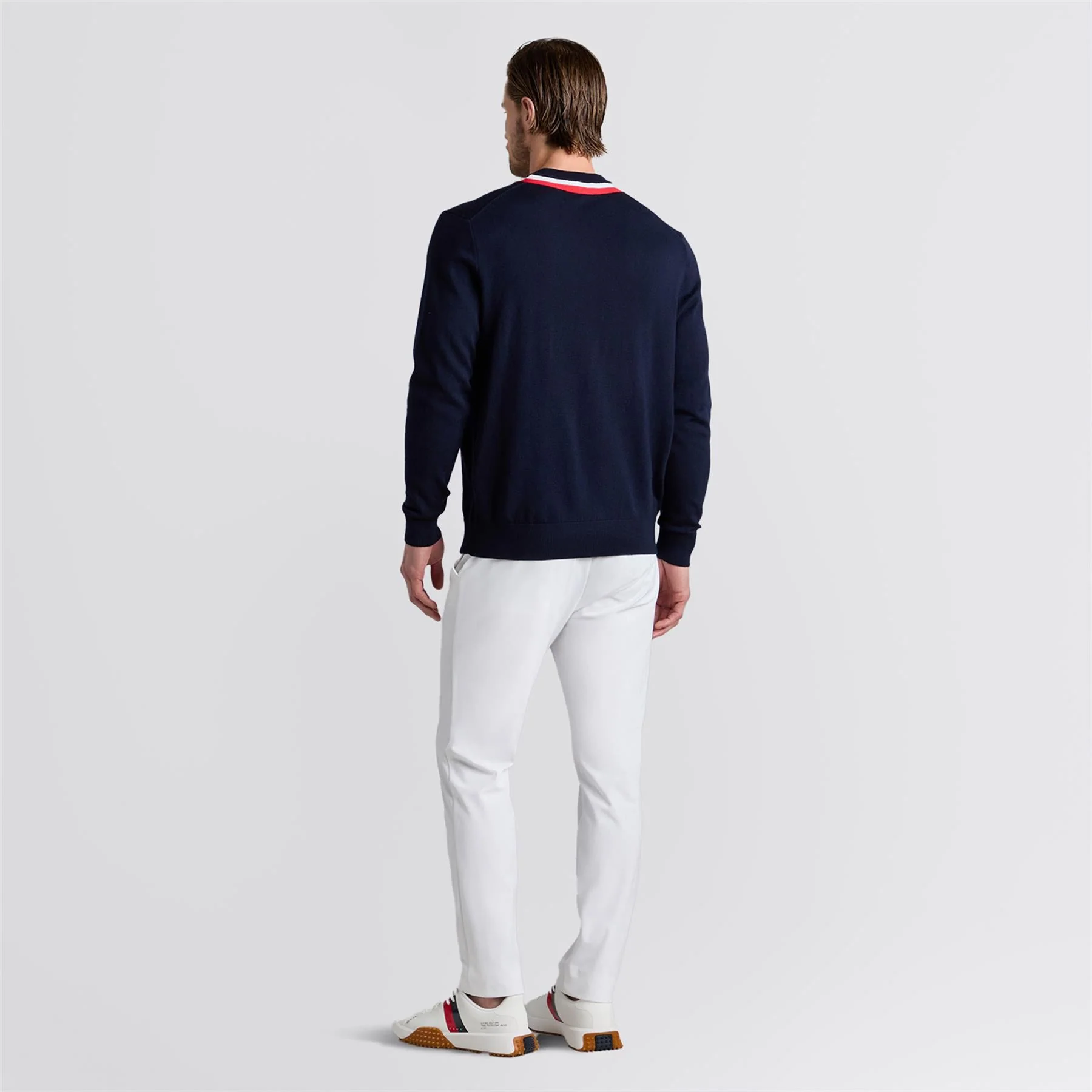 Color Block Merino Wool Sweater Twilight/Lava - Image 4