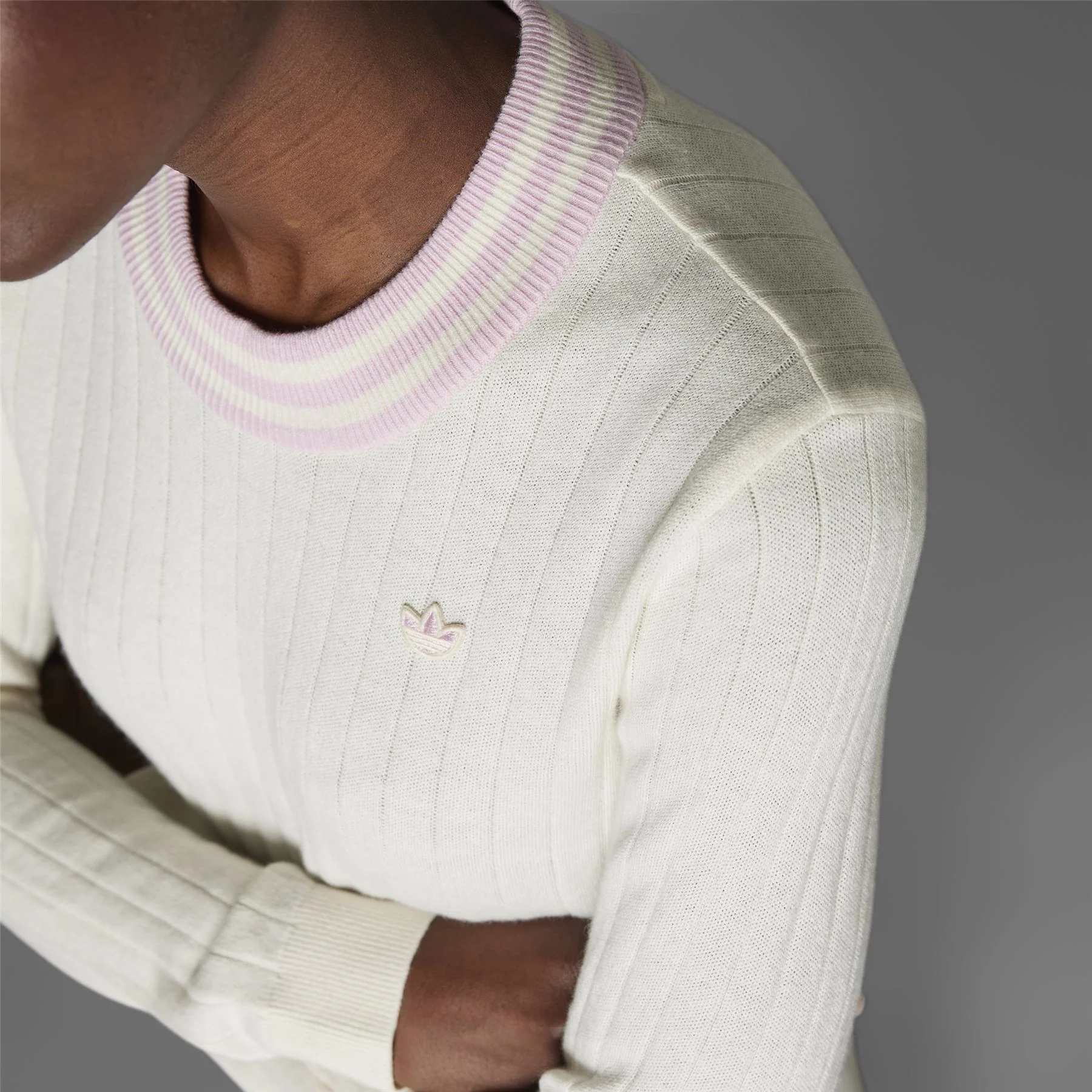 Womens Cashmere Knit Sweater Chalk White - Image 9