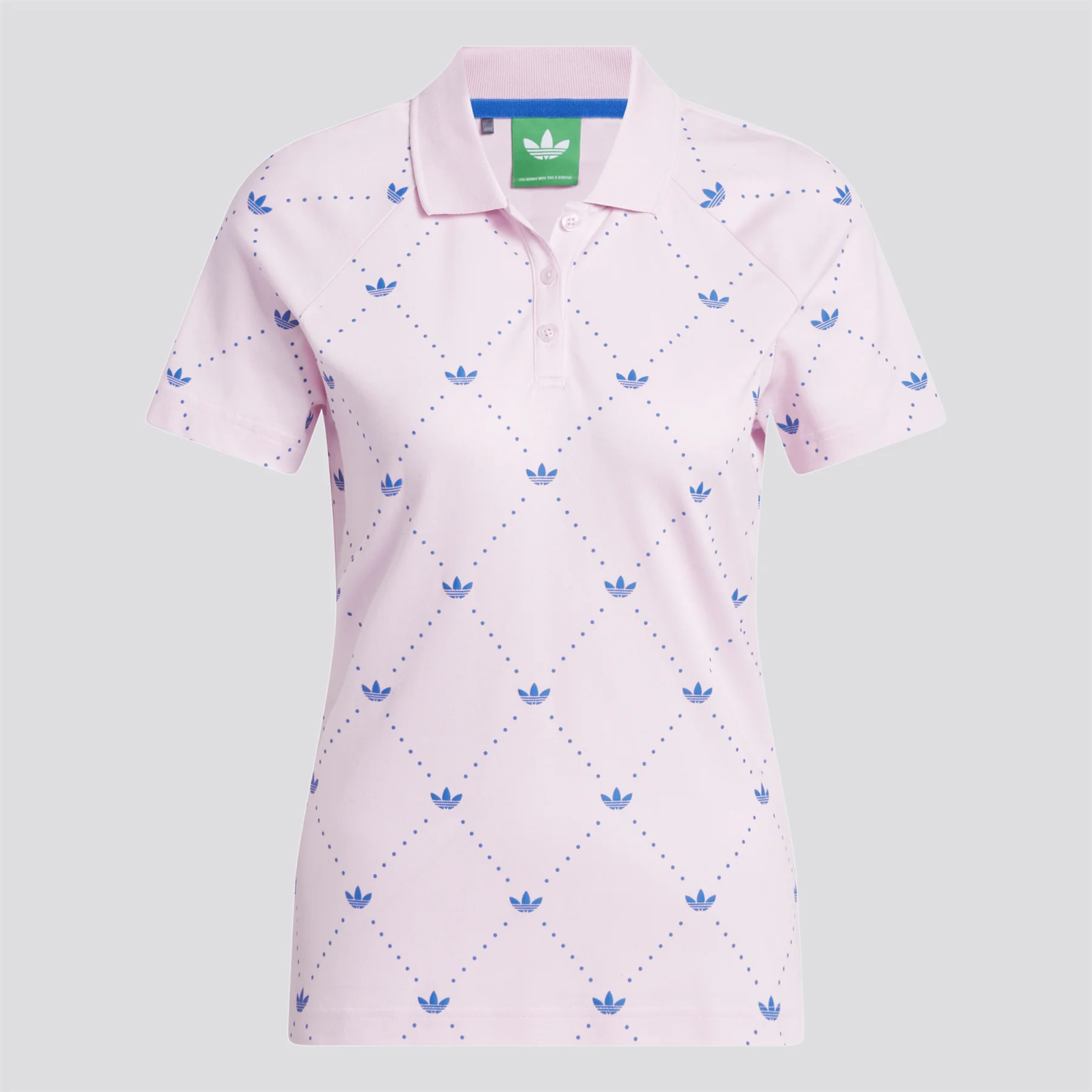 Womens Printed Trefoil Polo Clear Pink/Bluebird - Image 10