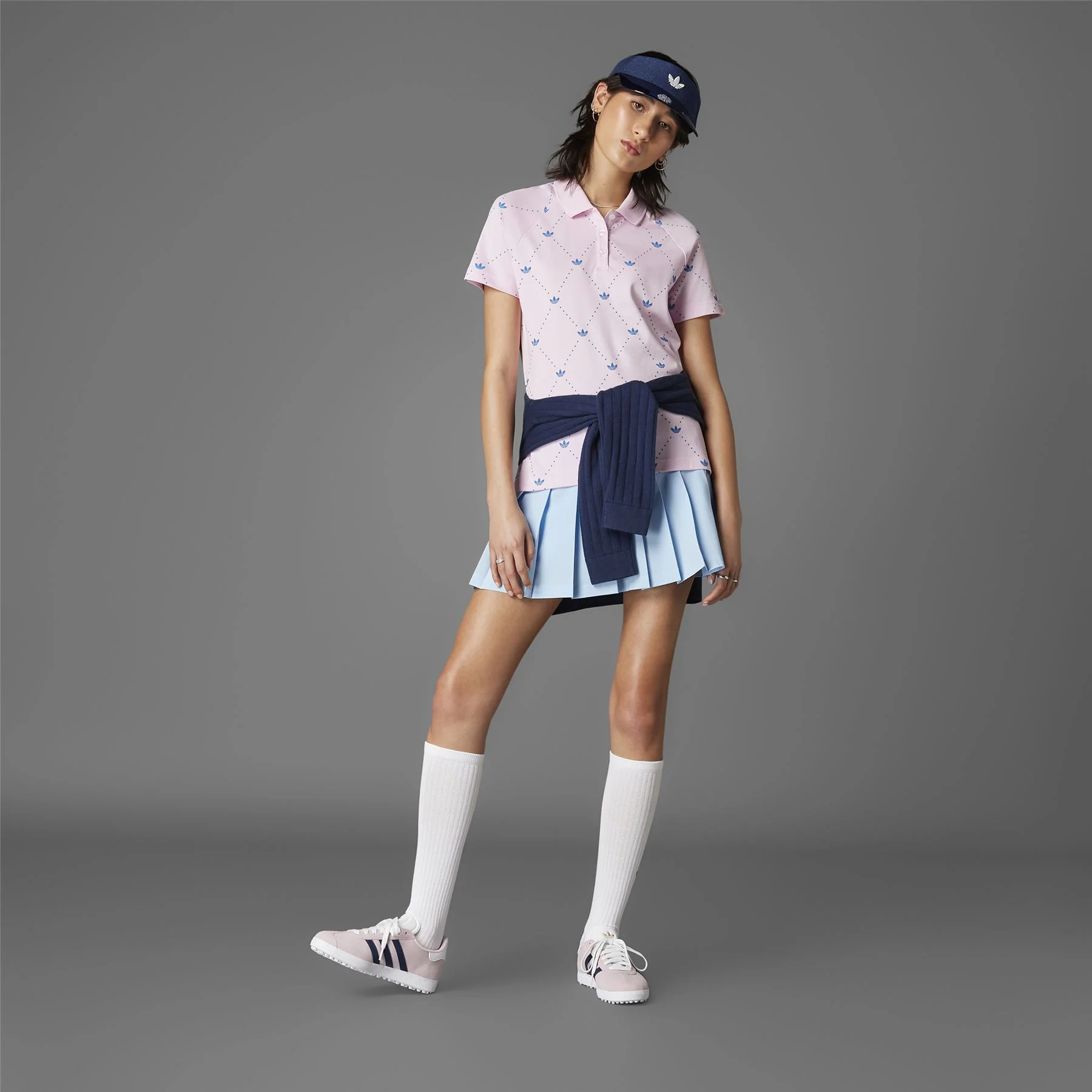 Womens Printed Trefoil Polo Clear Pink/Bluebird - Image 4