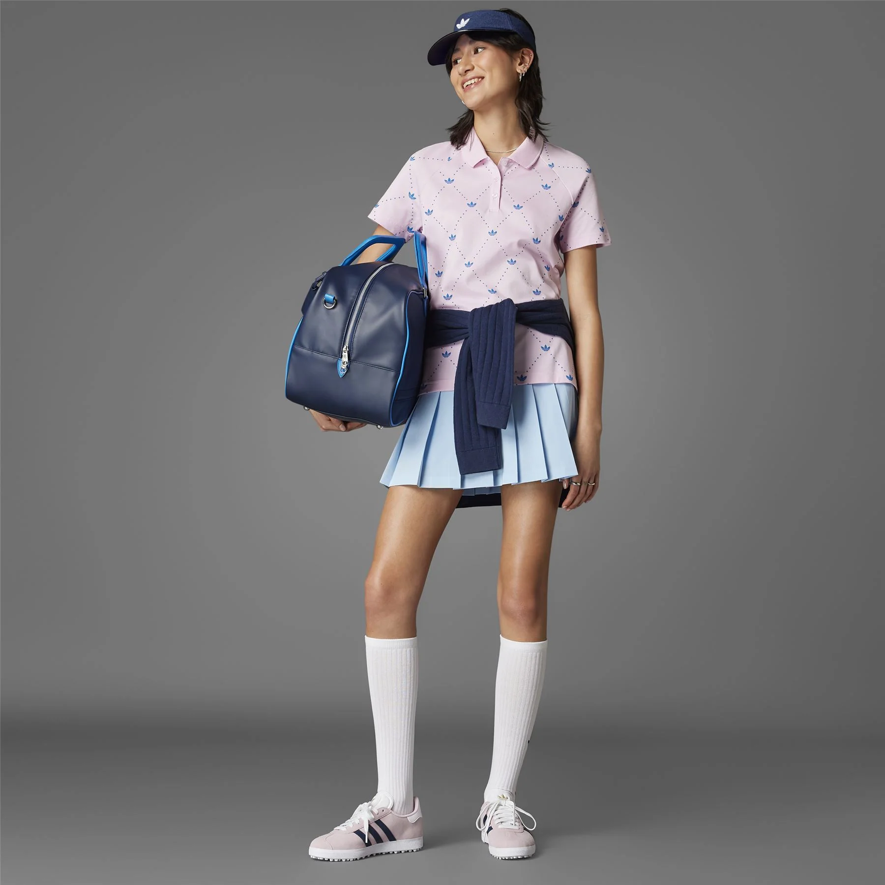 Womens Printed Trefoil Polo Clear Pink/Bluebird - Image 5