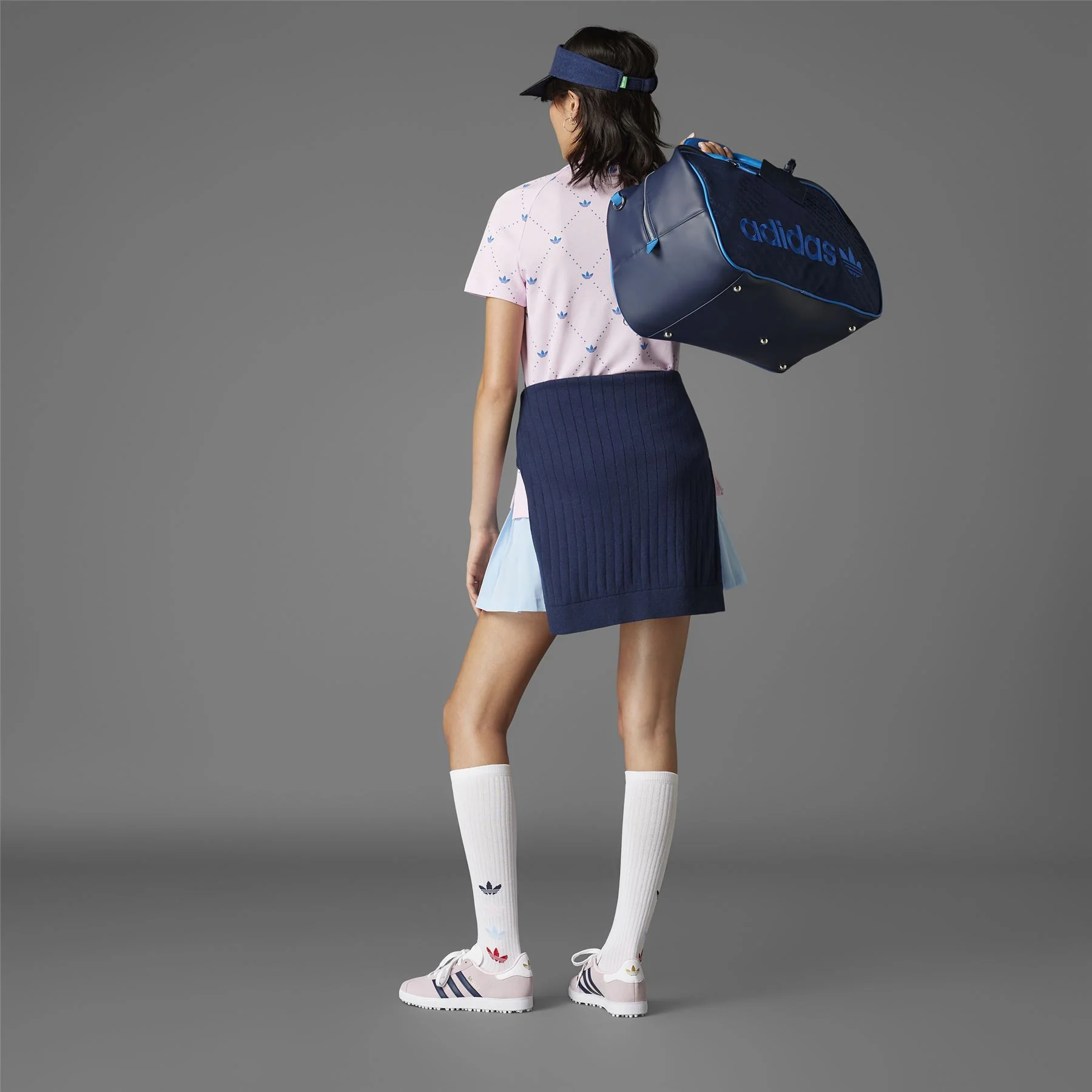 Womens Printed Trefoil Polo Clear Pink/Bluebird - Image 8