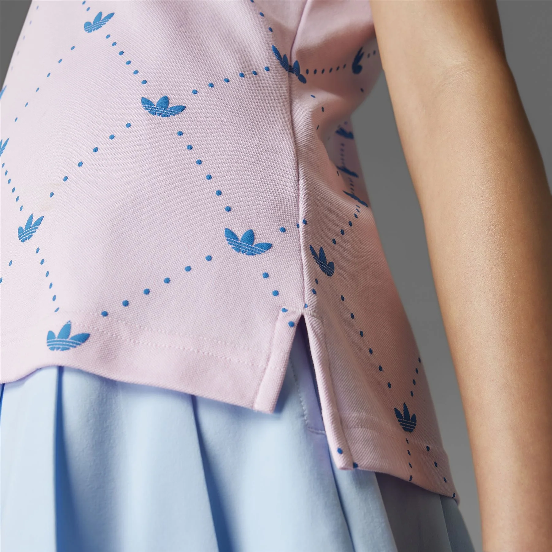 Womens Printed Trefoil Polo Clear Pink/Bluebird - Image 9